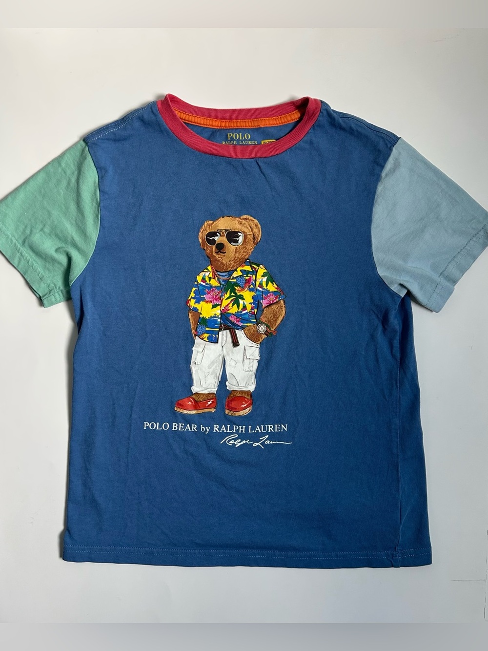 Polo Ralph Lauren Kids Polo Bear Colour-Block Cotton Tee